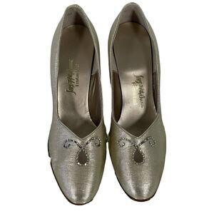 Vintage Saks Fith Avenue Fenton Last Heels 6AA Gold Rhinestones Shoes